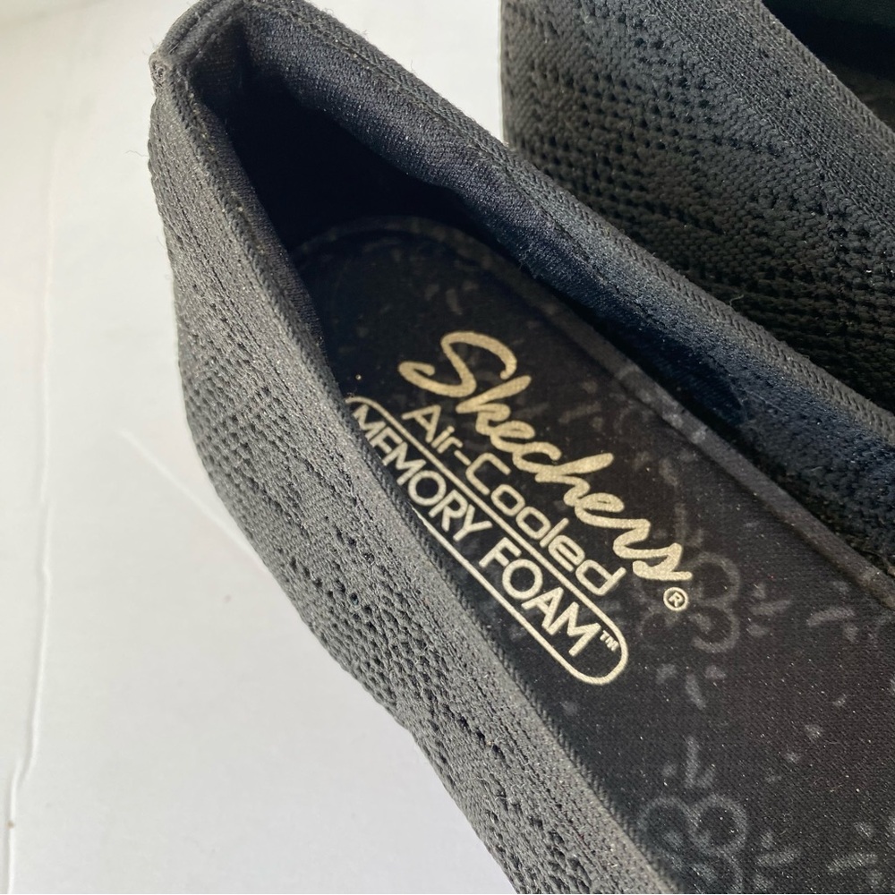Skechers Cleo Crochet Black Wedge Flats “With Grace” - Sz 7.5 - Picture 8 of 11